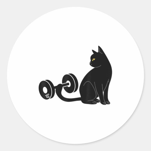 Sticker Rond Deadlifting Cat Workout Gym Fitness Exercise Weigh (Devant)