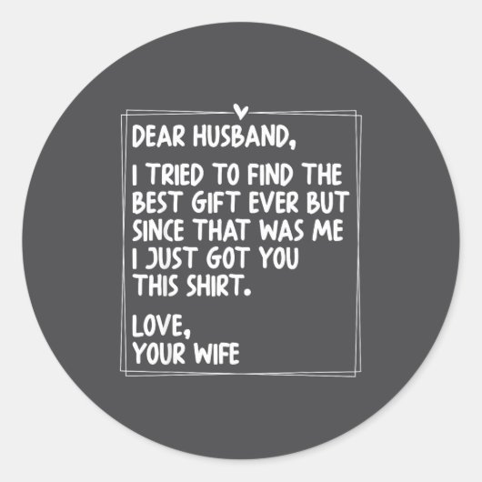 Sticker Rond Dear Husband Matching Couples Style For Him And He (Devant)