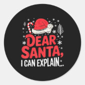 Sticker Rond Dear Santa I Can Explain Funny Christian (Devant)
