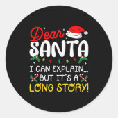 Sticker Rond Dear Santa I Can Explain Pajamas Family Matching C (Devant)