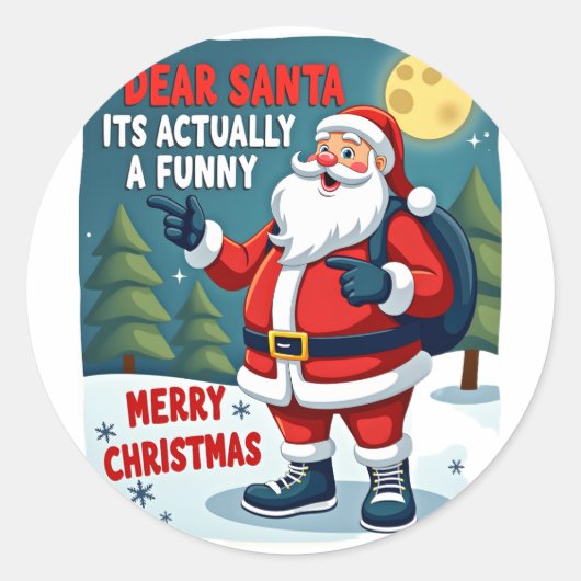 Sticker Rond Dear santa its actually a funny storychristmas dog (Devant)