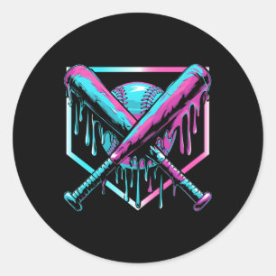 Sticker Rond Débit De Baseball Pour Garçons Ice Cream Drip Jeun