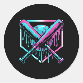 Sticker Rond Débit De Baseball Pour Garçons Ice Cream Drip Jeun