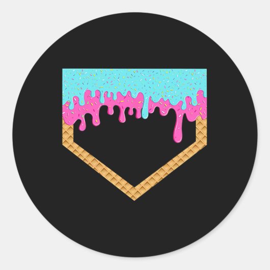 Sticker Rond Débit De Baseball Pour Garçons Ice Cream Drip Yout (Devant)