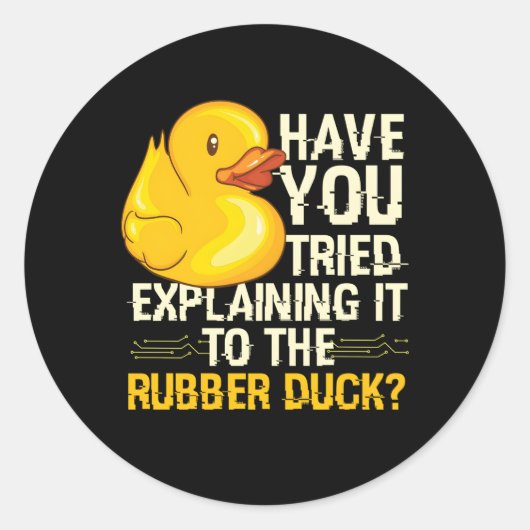 Sticker Rond Débogage du canard en caoutchouc du programmeur (Devant)
