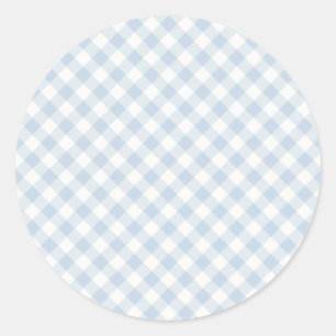 Sticker Rond Début d'automne rétro Gingham   Bleu poussiéreux