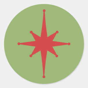 Sticker Rond Début de Noël moderne du Moyen-siècle