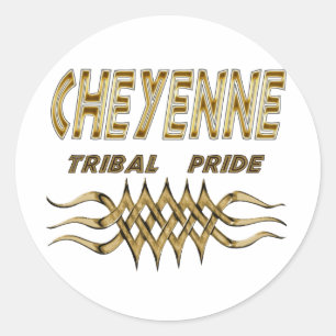 Sticker Rond Décalque tribal de fierté de Cheyenne ou feuille