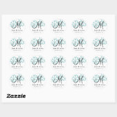 Sticker Rond Décembre Blue Snowflakes Monogram M Seal (Feuille)