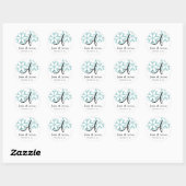 Sticker Rond Décembre Blue Snowflakes Monogramme A Sceau (Feuille)