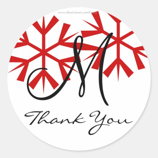 Sticker Rond Décembre Mariage Monogram M Merci Sceau (Devant)