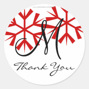 Sticker Rond Décembre Mariage Monogram M Merci Sceau