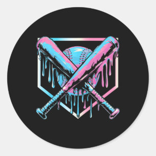 Sticker Rond Déchets De Baseball Pour Garçons Crème Glace Avec 