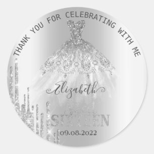 Sticker Rond Déchets de Parties scintillant argent Robe douce 1