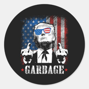 Sticker Rond Déchets Pour Trump 2024 Drôle américain Hommes Dra