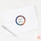 Sticker Rond Déchirure psychédélique | Mariage Abstrait arc-en- (Enveloppe)