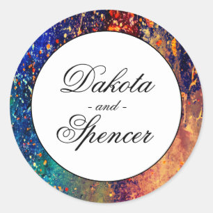 Sticker Rond Déchirure psychédélique   Mariage Abstrait arc-en-