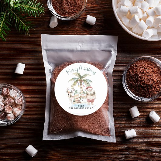 Sticker Rond Deck des palmiers | Fun Tropical Christmas