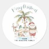 Sticker Rond Deck des palmiers | Fun Tropical Christmas (Devant)