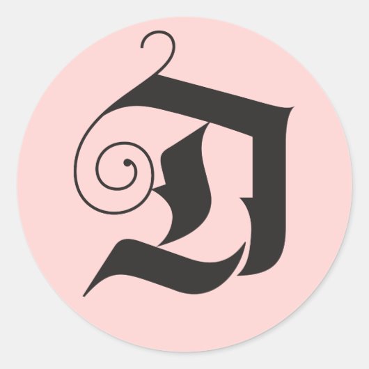 Sticker Rond Deck Halls Moderne D Monogramme rose noir (Devant)