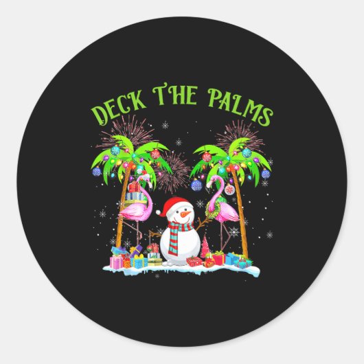 Sticker Rond Deck The Palms Flamingo Trocal Christmas Lights Pa (Devant)