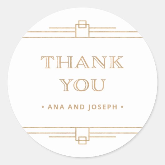 Sticker Rond Déco moderne | Elégant Mariage d'or et blanc Faux (Devant)