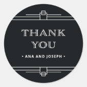 Sticker Rond Déco moderne | Élégant Mariage noir et blanc Onyx (Devant)
