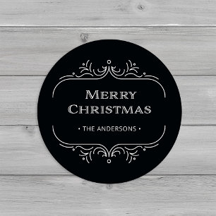Sticker Rond Déco moderne Élégant Noir Joyeux Noël