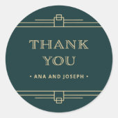 Sticker Rond Déco moderne | Emerald Green et Champagne Mariage (Devant)