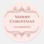 Sticker Rond Déco moderne | Noël rose et rouge (Devant)