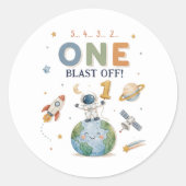 Sticker Rond Décollage de fusée d'astronaute (Devant)