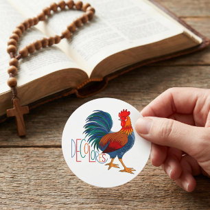 Sticker Rond DeColores Cursillo Coq Coloré