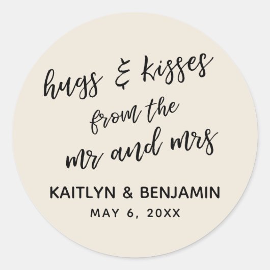 Sticker Rond Décontracté Hugs & Kisses de M. et Mme Cream (Devant)