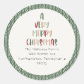 Sticker Rond Décontracté Vert Un très joli Enveloppe de Noël (Devant)