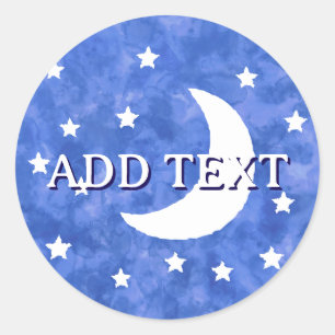 Sticker Rond Décor Aquarelle Moon Stars