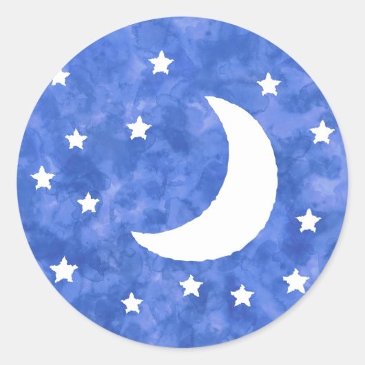 Sticker Rond Décor Aquarelle Moon Stars (Devant)