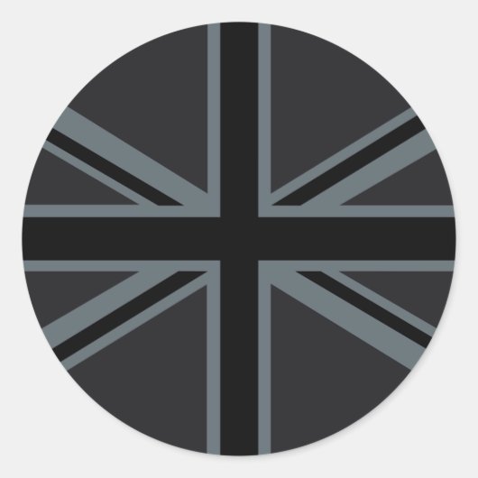 Sticker Rond Décor britannique noir de drapeau d'Union Jack (Devant)
