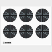Sticker Rond Décor britannique noir de drapeau d'Union Jack (Feuille)