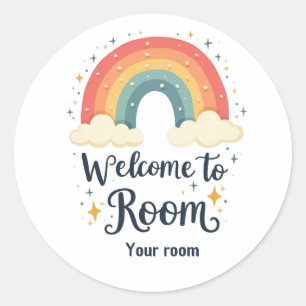 Sticker Rond Décor de classe coloré - Affiche de bienvenue