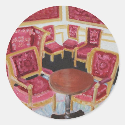 Sticker Rond Décor rouge : Château de Fontainebleau (Devant)