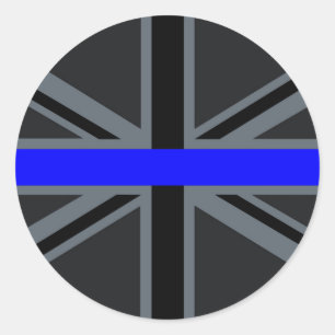 Sticker Rond Décor Union Jack de Ligne Bleue Mince