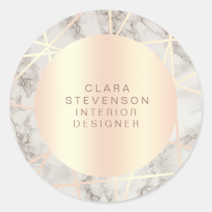 Sticker Rond décorateur d'intérieur géométrique en marbre blanc