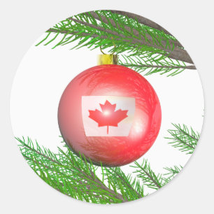 Sticker Rond Décoration canadienne d'arbre de Noël
