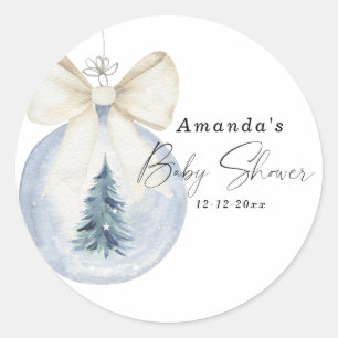 Sticker Rond décoration d'arbre de Noël avec ruban Baby shower