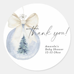 Sticker Rond décoration d'arbre de Noël Baby shower Merci