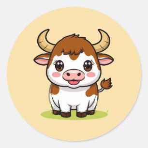 Sticker Rond Décoration de chambre d'enfants avec taureau de de