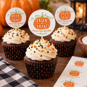 Sticker Rond Décoration de cupcake de Halloween Citrouille Oran