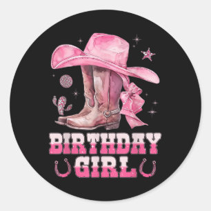 Sticker Rond Décoration de fête de cowgirl d'anniversaire occid