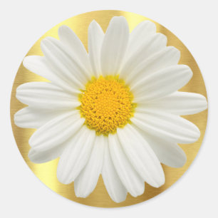 Sticker Rond Décoration de gâteau avec marguerite dorée pour en