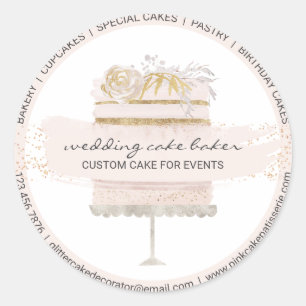 Sticker Rond Décoration de gâteau de mariage de boulangerie